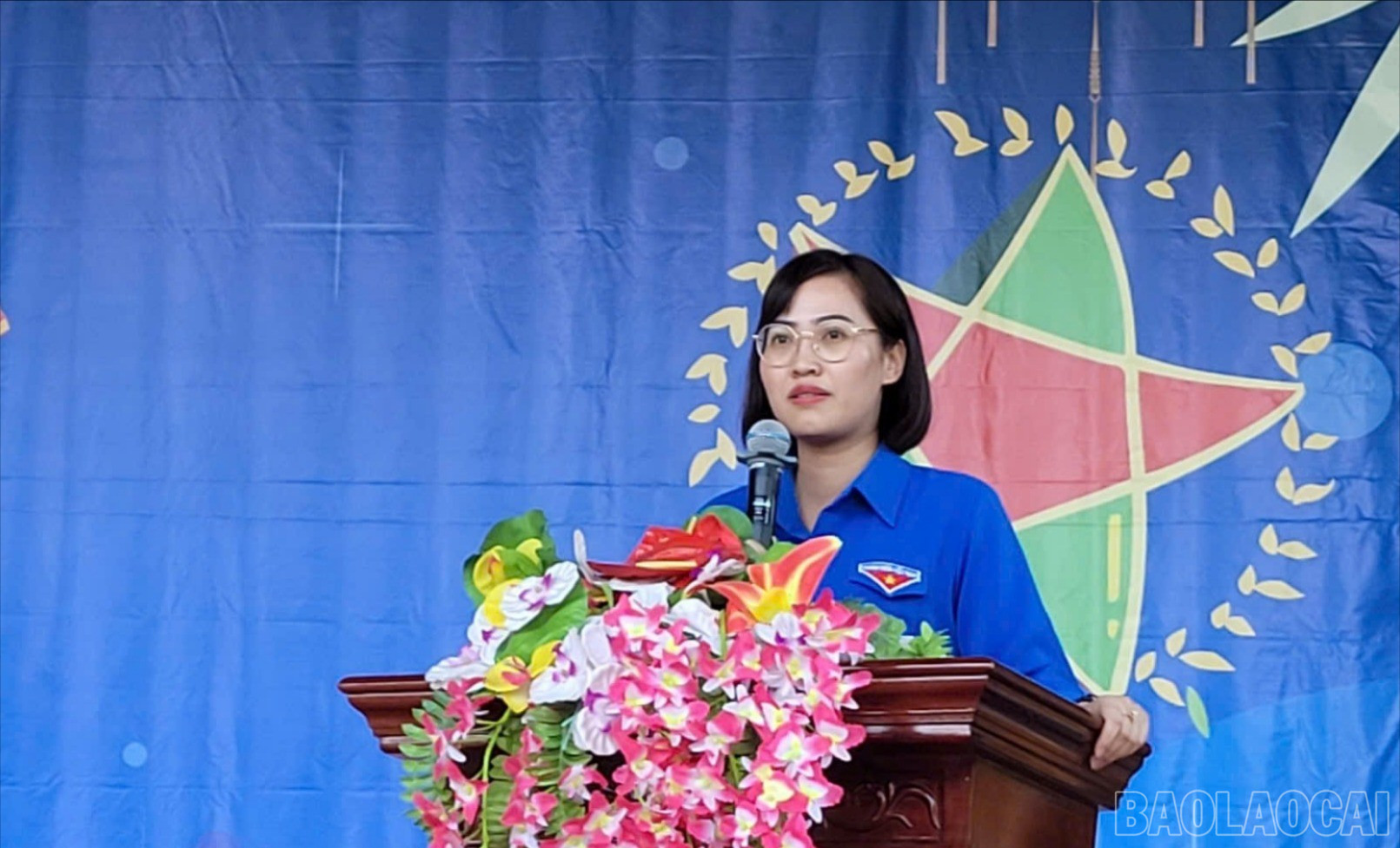 Đồng chí Dương Thị Vui - Phó Bí thư Tỉnh đoàn, Chủ tịch Hội đồng Đội tỉnh phát biểu tại chương trình. baolaocai-br_6.jpg