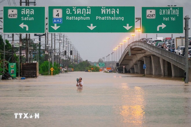 Cảnh ngập lụt tại Hat Yai, tỉnh Songkhla, Thái Lan, ngày 25/11/2025.