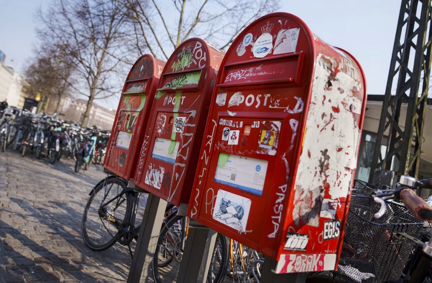 Các hộp thư đã được dỡ bỏ trên khắp Đan Mạch.