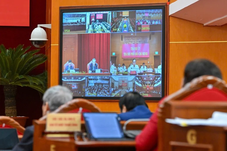 Hội nghị được truyền trực tuyến đến các điểm cầu.