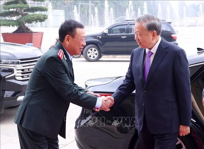 Tổng Thanh tra Chính phủ Đoàn Hồng Phong đón Tổng Bí thư Tô Lâm đến dự Lễ kỷ niệm 80 năm Ngày truyền thống Thanh tra Việt Nam.