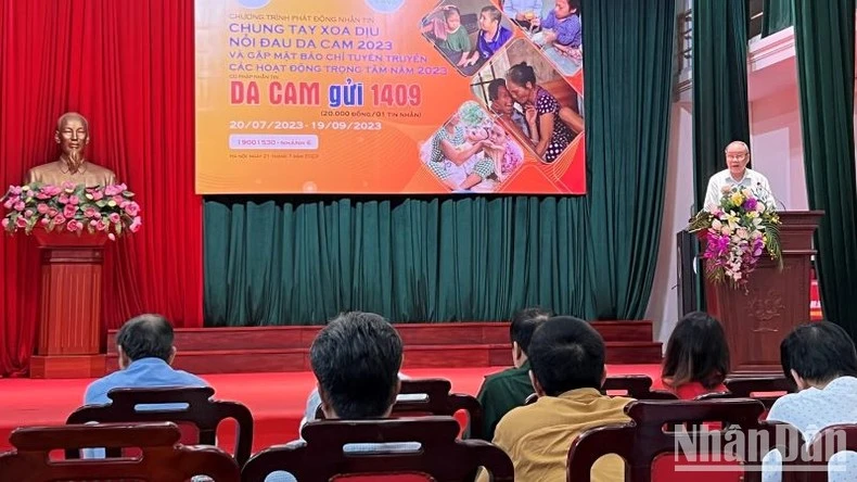 Chủ tịch Hội Nạn nhân chất độc da cam/dioxin Việt Nam Nguyễn Văn Rinh phát biểu.