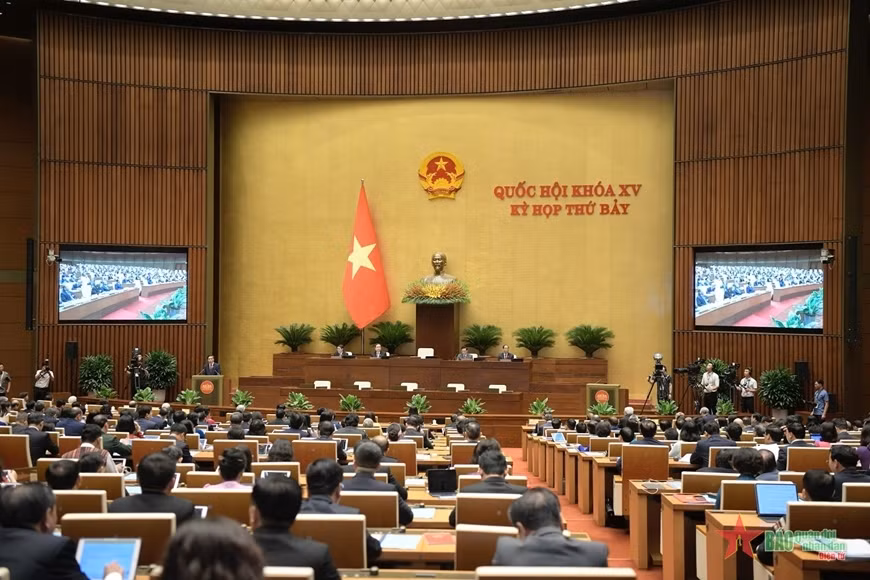 Quang cảnh phiên khai mạc Kỳ họp thứ bảy, Quốc hội khóa XV. Ảnh: TRỌNG HẢI