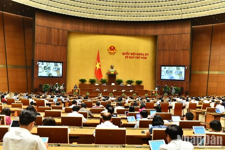 Quang cảnh phiên họp của Quốc hội chiều 8/6.