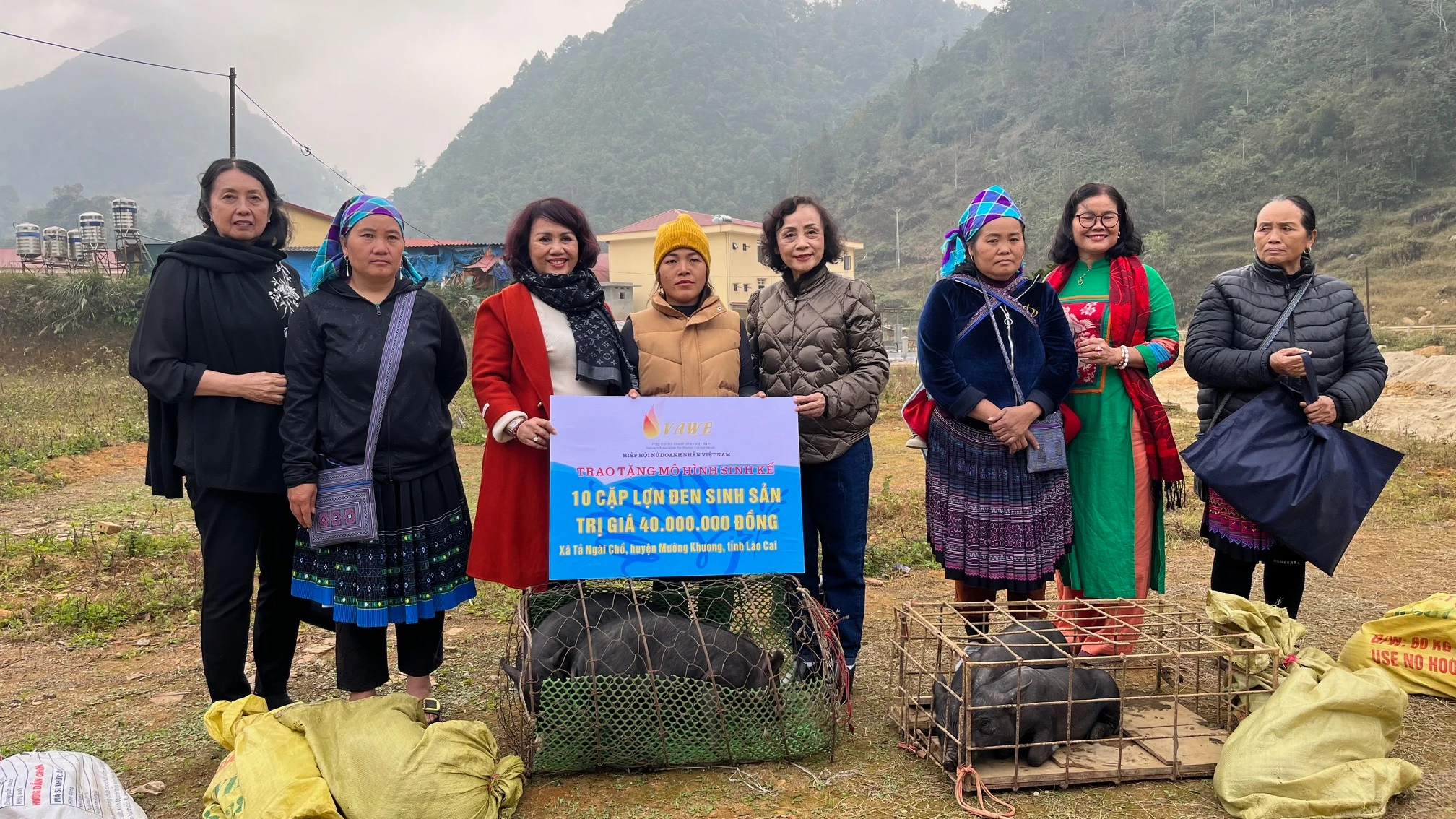 Hiệp hội Nữ doanh nhân Việt Nam tặng 10 cặp lơn đen sinh sản cho phụ nữ nghèo xã Tả Ngài Chồ.jpg
