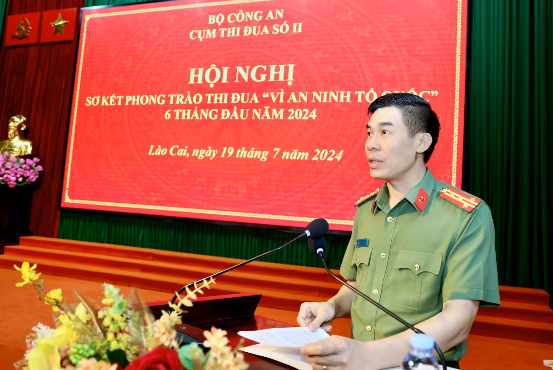 Đại tá Cao Minh Huyền, GĐ CA Lào Cai phát biểu.jpg