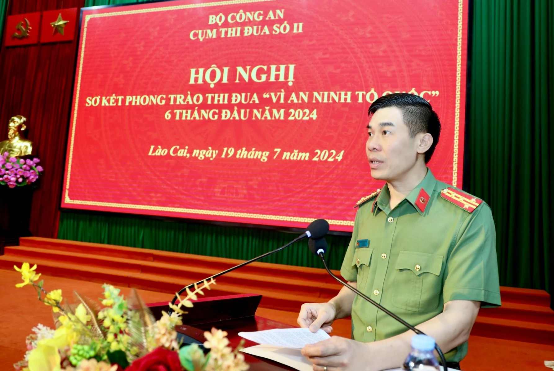 Đại tá Cao Minh Huyền, GĐ CA Lào Cai phát biểu.jpg