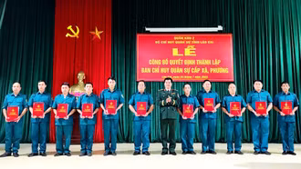 Công bố quyết định thành lập 22 ban CHQS cấp xã thuộc Ban Chỉ huy Phòng thủ khu vực 4 - Nghĩa Lộ
