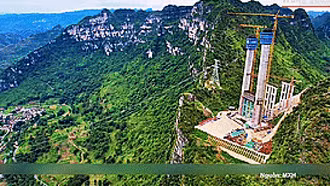 Trung Quốc xây cầu cao nhất thế giới ẩn sâu trong hẻm núi