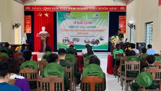 32 học viên “nhí” tham gia trải nghiệm “Chúng em làm chiến sĩ biên phòng”