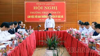 Thường trực Tỉnh ủy làm việc với Ban Thường vụ Huyện ủy Bắc Hà