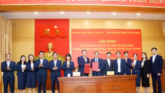 Ban Nội chính Tỉnh ủy Lào Cai và Ban Nội chính Thành ủy Hải Phòng ký kế hoạch hợp tác giai đoạn 2023 - 2025