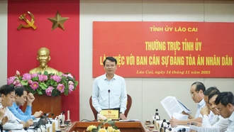 Bí thư Tỉnh ủy Đặng Xuân Phong chủ trì buổi làm việc giữa Thường trực Tỉnh ủy với Ban Cán sự Đảng Tòa án nhân dân tỉnh