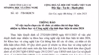Tuyển chọn các tổ chức, cá nhân chủ trì thực hiện nhiệm vụ khoa học và công nghệ cấp tỉnh từ năm 2024