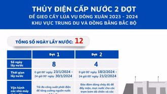 EVN kiến nghị các địa phương tận dụng lấy nước tối đa từ các hồ thủy điện để phục vụ gieo cấy vụ Đông Xuân 2024 khu vực Trung Du và Đồng Bằng Bắc Bộ