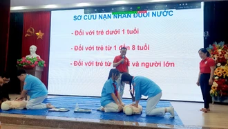 Tập huấn phòng, tránh đuối nước cho học sinh Trường THCS Lê Quý Đôn