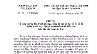 Chỉ thị của UBND tỉnh về tăng cường đấu tranh phòng, chống tệ nạn cờ bạc, số lô, số đề và đẩy mạnh hoạt động kinh doanh xổ số kiến thiết trên địa bàn tỉnh 