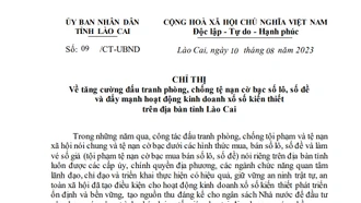 Chỉ thị của UBND tỉnh về tăng cường đấu tranh phòng, chống tệ nạn cờ bạc, số lô, số đề và đẩy mạnh hoạt động kinh doanh xổ số kiến thiết trên địa bàn tỉnh 