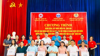 Tặng quà, khám bệnh, cấp thuốc miễn phí cho người dân khó khăn tại các xã Cam Đường, Tả Phời, Hợp Thành