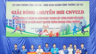 Công đoàn cơ sở Công ty TNHH MTV Xổ số kiến thiết Lào Cai giành giải Nhất Giải bóng chuyền hơi ngành công thương lần thứ V