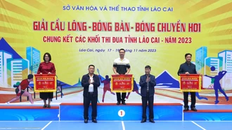 Khối thi đua Doanh nghiệp 5 nhất toàn đoàn Giải cầu lông, bóng bàn, bóng chuyền hơi chung kết các khối thi đua tỉnh Lào Cai năm 2023