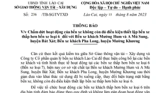 Dừng hoạt động của 3 bến xe không đủ điều kiện thiết lập bến xe thấp hơn bến xe loại 6