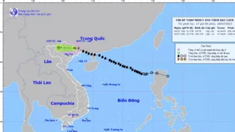 Bão số 1 suy yếu thành áp thấp nhiệt đới, chiều tối nay khu vực Đông Bắc mưa lớn