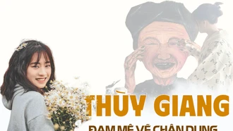 Thùy Giang đam mê vẽ chân dung người cao tuổi vùng cao