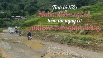 Tỉnh lộ 152: Nhiều điểm sạt lở, tiềm ẩn nguy cơ mất an toàn giao thông