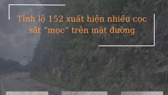 Nhiều cọc sắt "mọc" trên Tỉnh lộ 152 gây mất an toàn giao thông