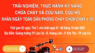 Tổ chức trải nghiệm chữa cháy, cứu nạn cứu hộ cho Nhân dân thành phố Lào Cai trong 2 ngày 7 - 8/10