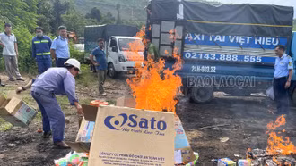 Tiêu hủy 7 lô hàng thực phẩm, đồ chơi và nữ trang không rõ nguồn gốc, xuất xứ