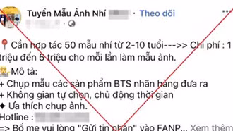 Người phụ nữ bị mất hơn 300 triệu đồng do sập bẫy lừa đảo tuyển mẫu ảnh nhí