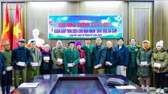 Tặng quà gia đình nạn nhân chất độc da cam huyện Mường Khương