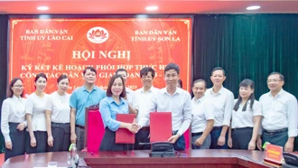 Ban Dân Vận Tỉnh ủy Lào Cai và Ban Dân Vận Tỉnh ủy Sơn La ký kết phối hợp giai đoạn 2023 - 2025