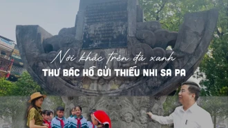 Đài sen Thư Bác - nơi khắc trên đá xanh thư của Bác Hồ gửi thiếu nhi Sa Pa