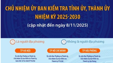 Thông tin về Chủ nhiệm Ủy ban Kiểm tra các tỉnh ủy, thành ủy nhiệm kỳ 2025 - 2030