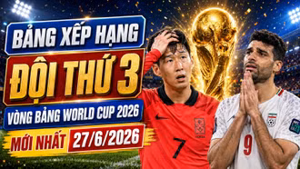 Lịch thi đấu vòng 32 đội và bảng xếp hạng đội thứ 3 vòng bảng mới nhất