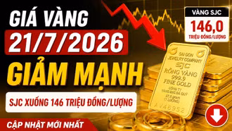 Giá vàng hôm nay 21/7/2026 bất ngờ giảm sâu dù thế giới nhích tăng