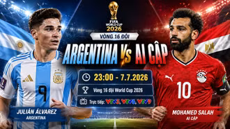 Đội hình ra sân chính thức Argentina vs Ai Cập 23h ngày 7/7