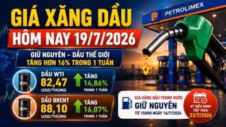Giá xăng dầu hôm nay 19/7: Dầu thế giới tăng hơn 16% một tuần