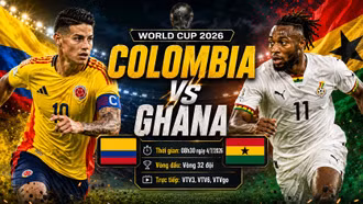 Đội hình ra sân chính thức và dự đoán tỷ số trận Colombia vs Ghana