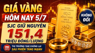 Giá vàng hôm nay 5/7: SJC, BTMC, DOJI, PNJ đi ngang