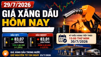 Giá xăng dầu hôm nay 29/7/2026: WTI tăng, Brent tiếp tục giảm