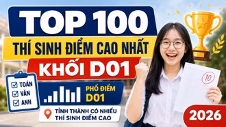 Hà Nội áp đảo TOP 100 thí sinh điểm cao khối D01