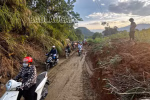 Mở đường tránh để thông xe tạm thời điểm sạt lở trên Quốc lộ 279