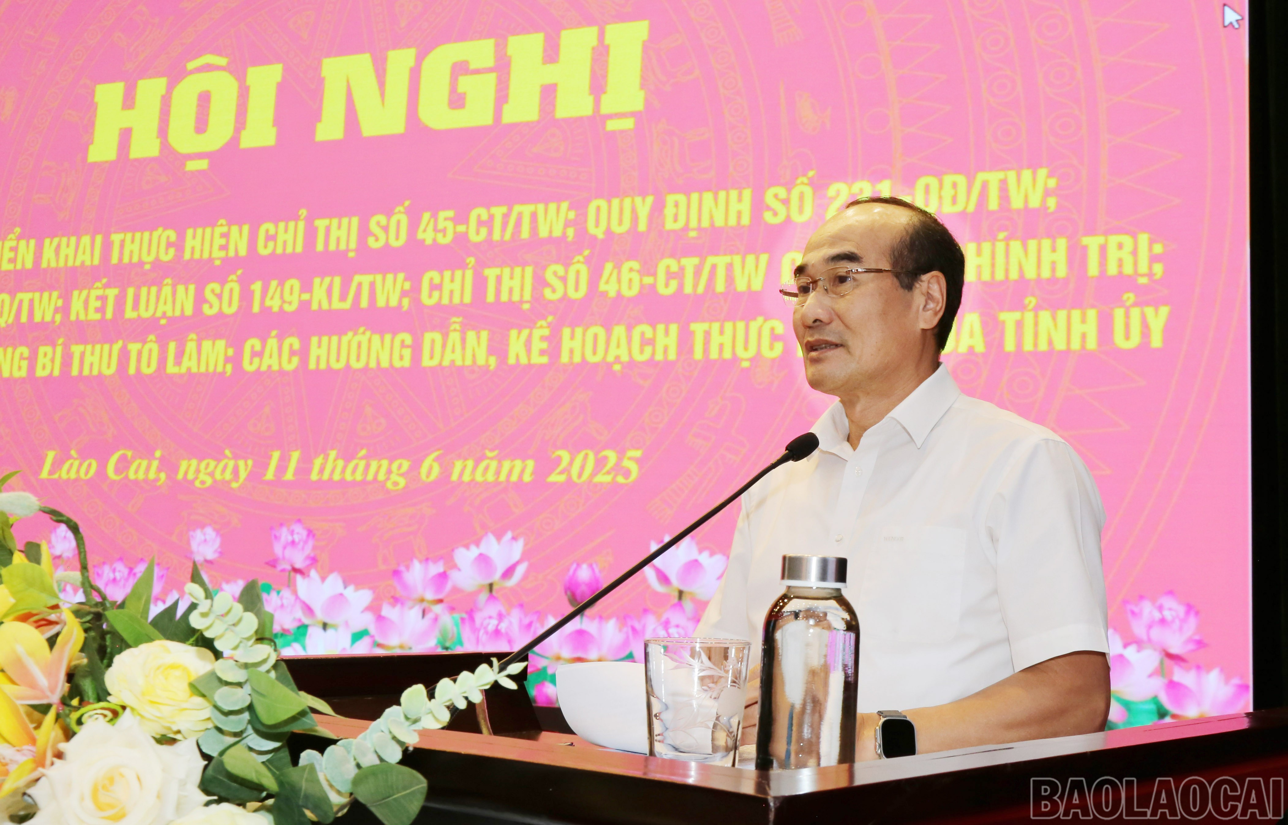 Phó Bí thư Thường trực Tỉnh ủy Vũ Xuân Cường kết luận hội nghị. baolaocai-br_img-9824.jpg