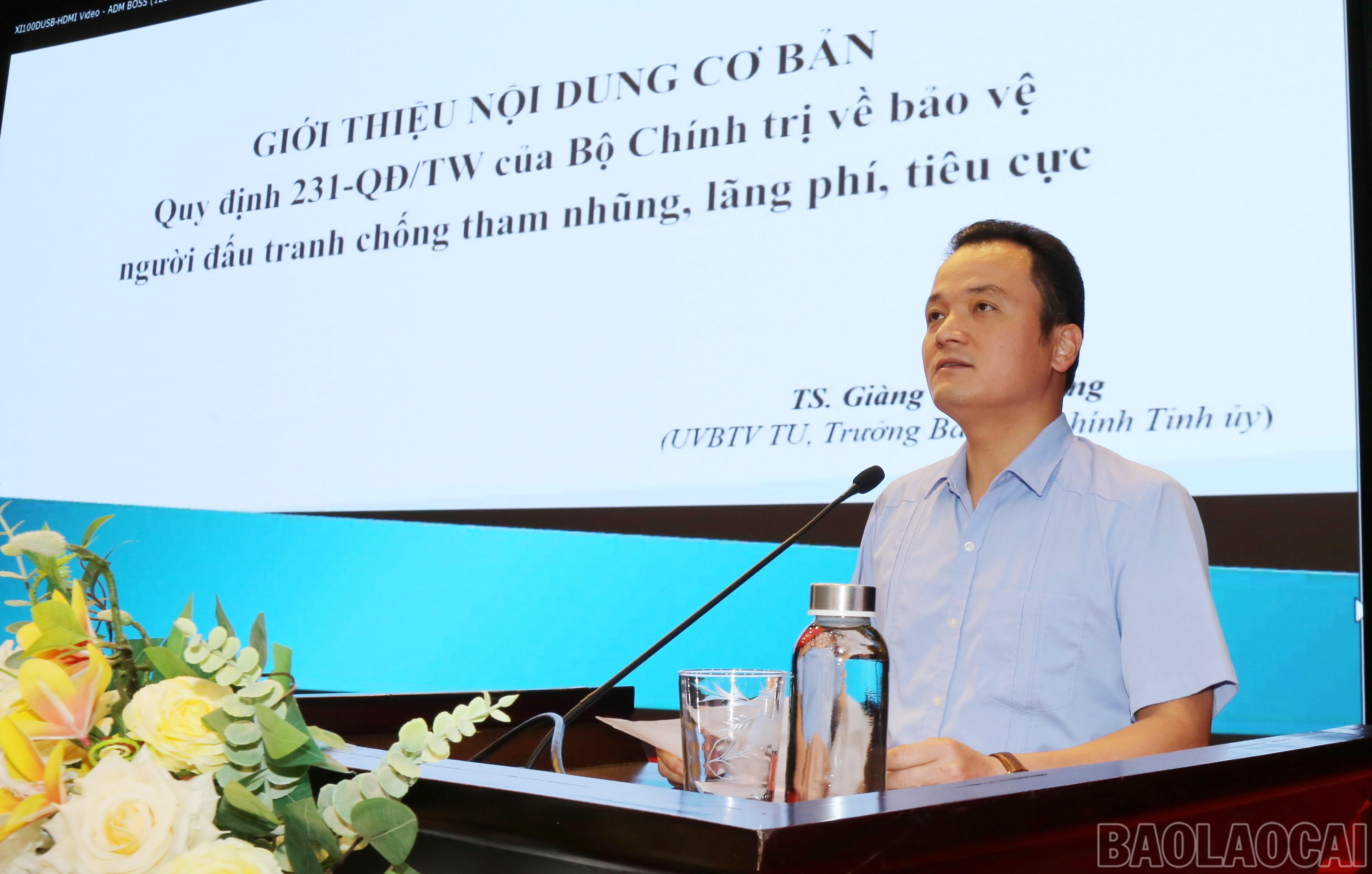 Trưởng Ban Nội chính Tỉnh ủy Giàng Quốc Hưng quán triệt nội dung Quy định số 231-QĐ/TW ngày 17/1/2025 của Bộ Chính trị. baolaocai-br_img-9846.jpg