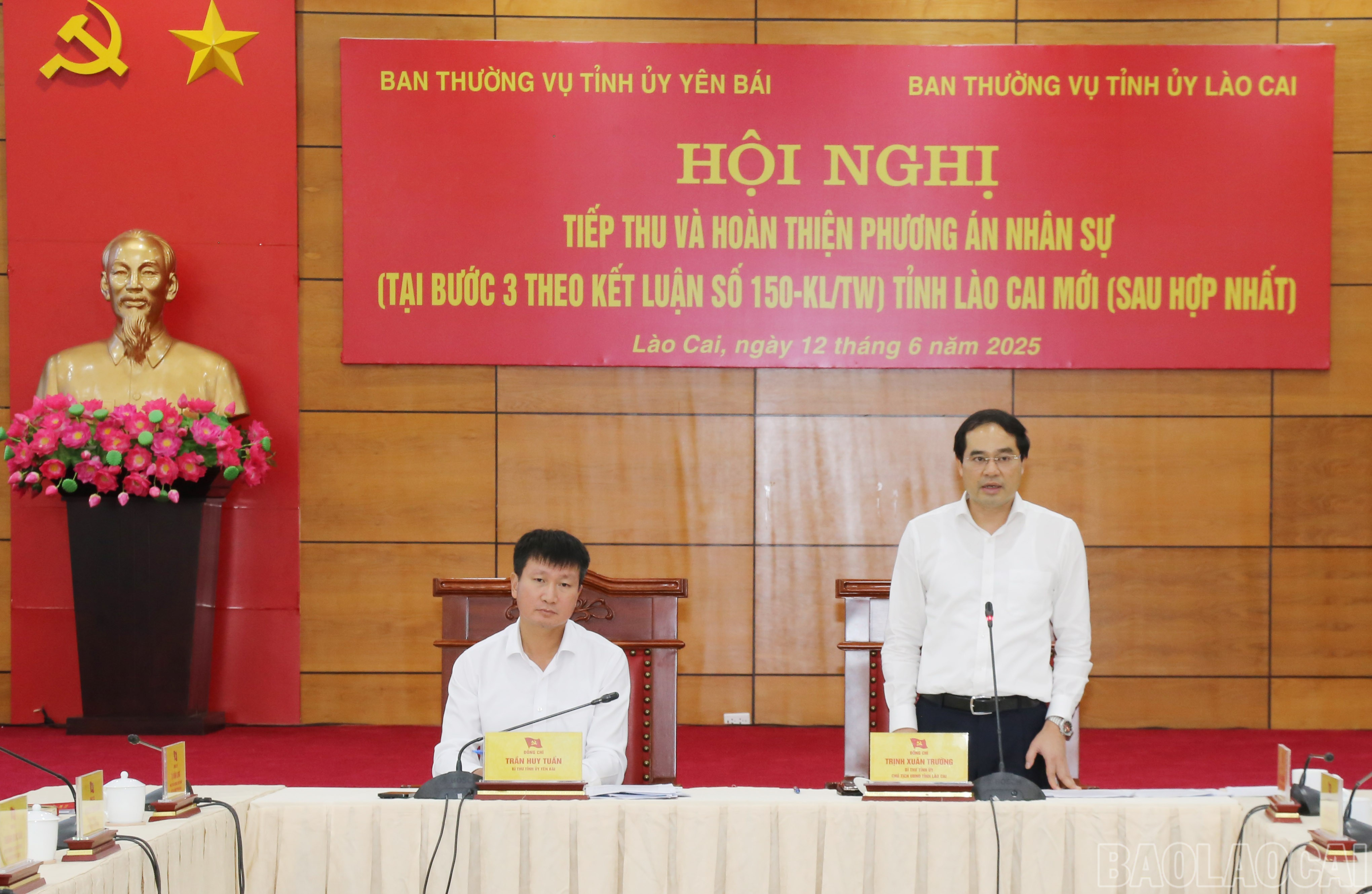 Bí thư Tỉnh ủy Lào Cai Trịnh Xuân Trường phát biểu tại hội nghị. baolaocai-br_img-9946.jpg