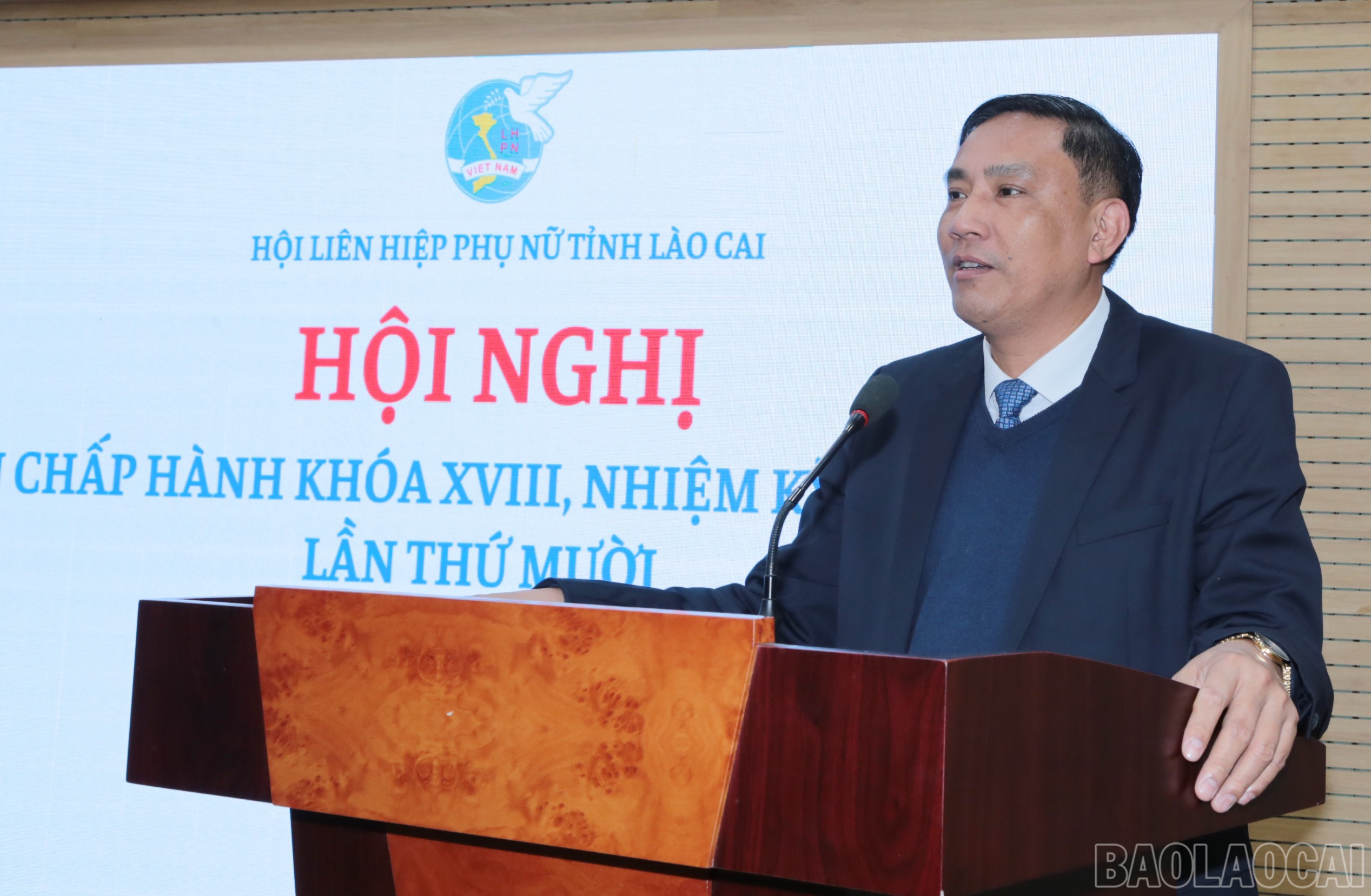 Đồng chí Hoàng Giang, Phó Bí thư Tỉnh ủy phát biểu chỉ đạo hội nghị. baolaocai-br_img-6219.jpg